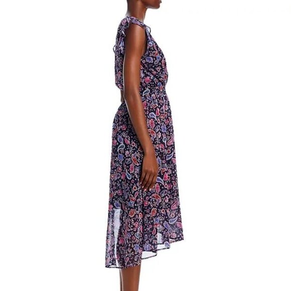 Aqua Flutter Cap Sleeve Midi Dress Paisley Print Size XL NWT - Picture 5 of 7